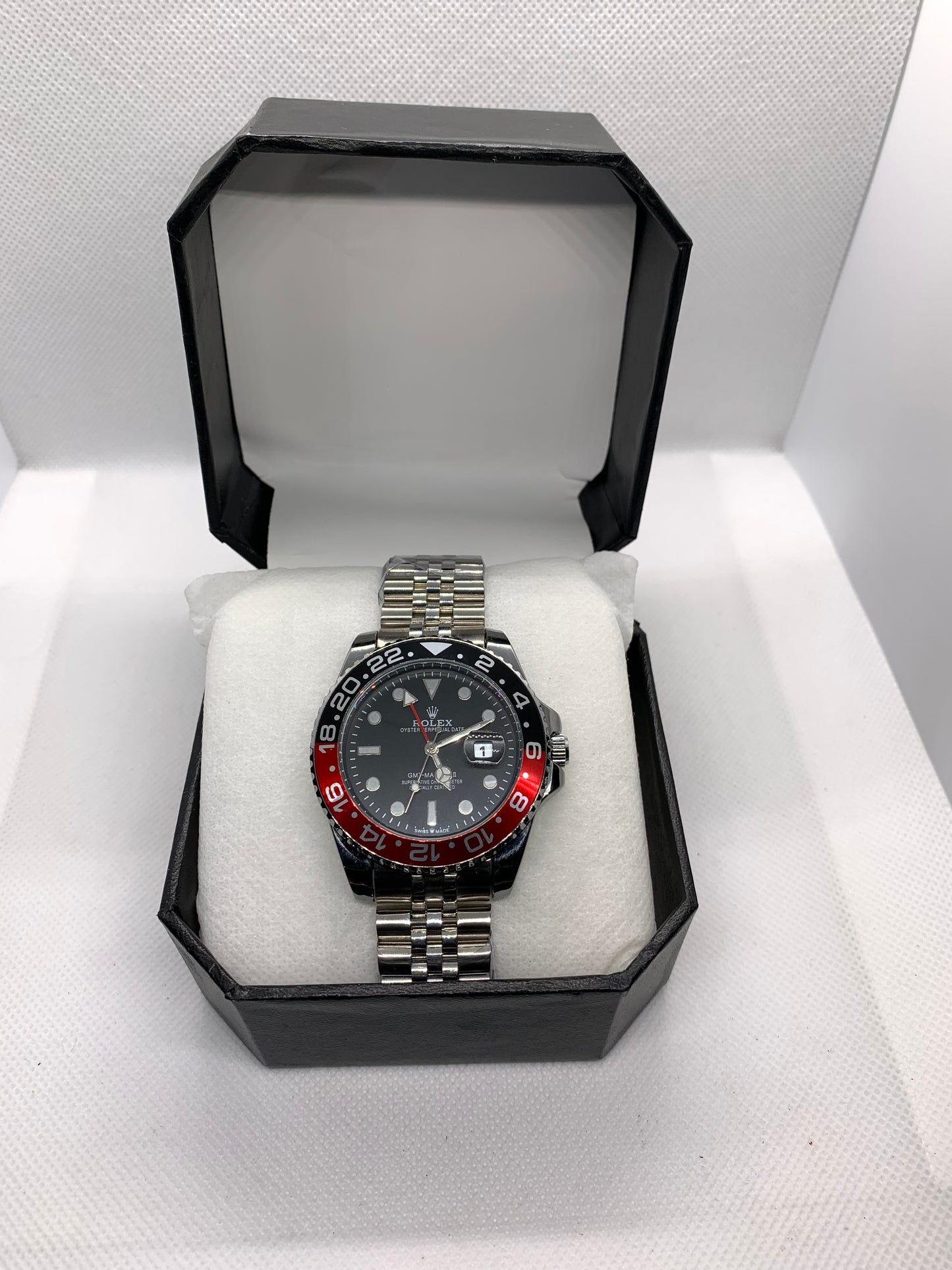 Rolex Luxury Men’s Red & Black Rotating Dial Watch – Premium Quality