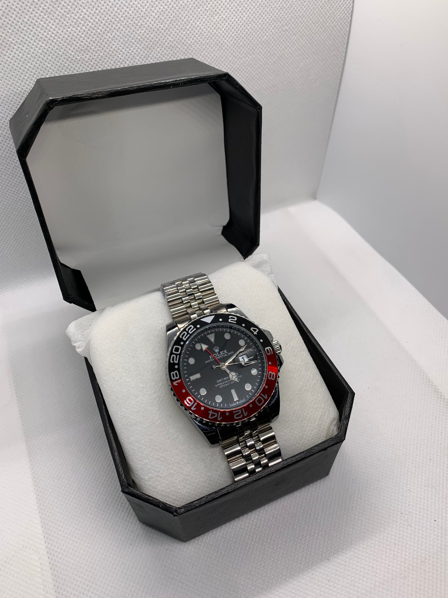 Rolex Luxury Men’s Red & Black Rotating Dial Watch – Premium Quality