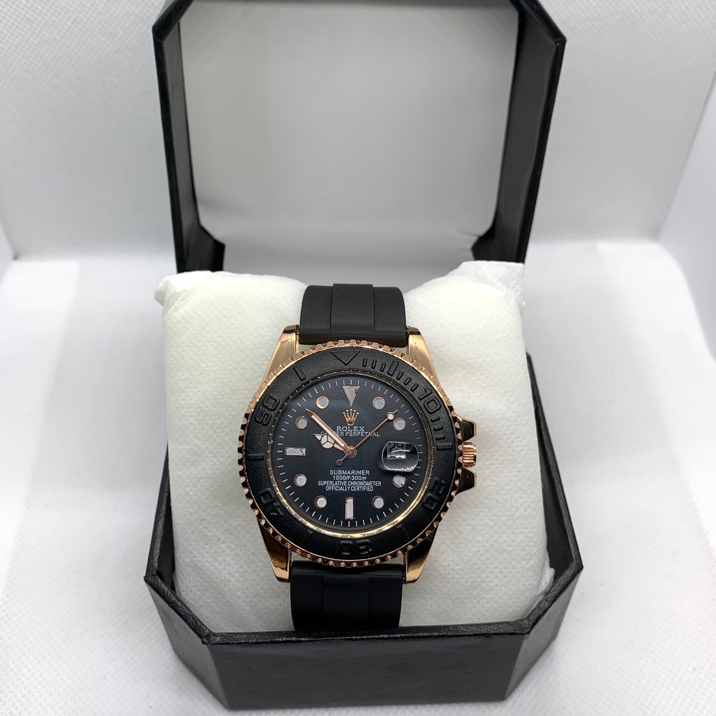 Rolex Luxury Men’s Rubber Strap Watch – Premium Rotating Dial