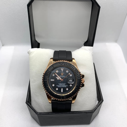 Rolex Luxury Men’s Rubber Strap Watch – Premium Rotating Dial