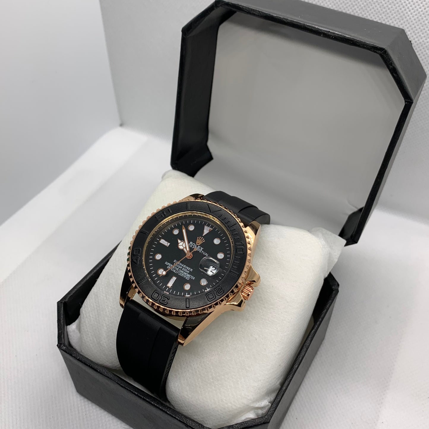 Rolex Luxury Men’s Rubber Strap Watch – Premium Rotating Dial