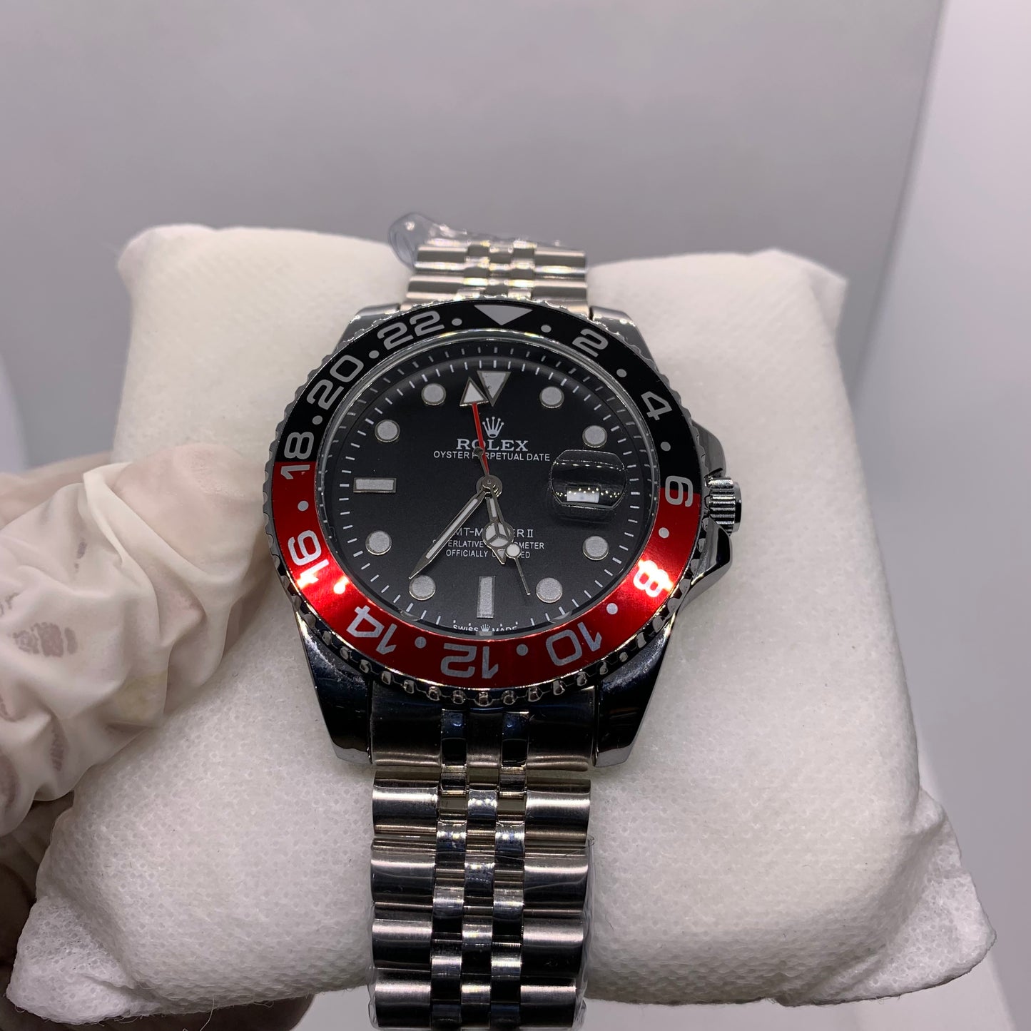 Rolex Luxury Men’s Red & Black Rotating Dial Watch – Premium Quality
