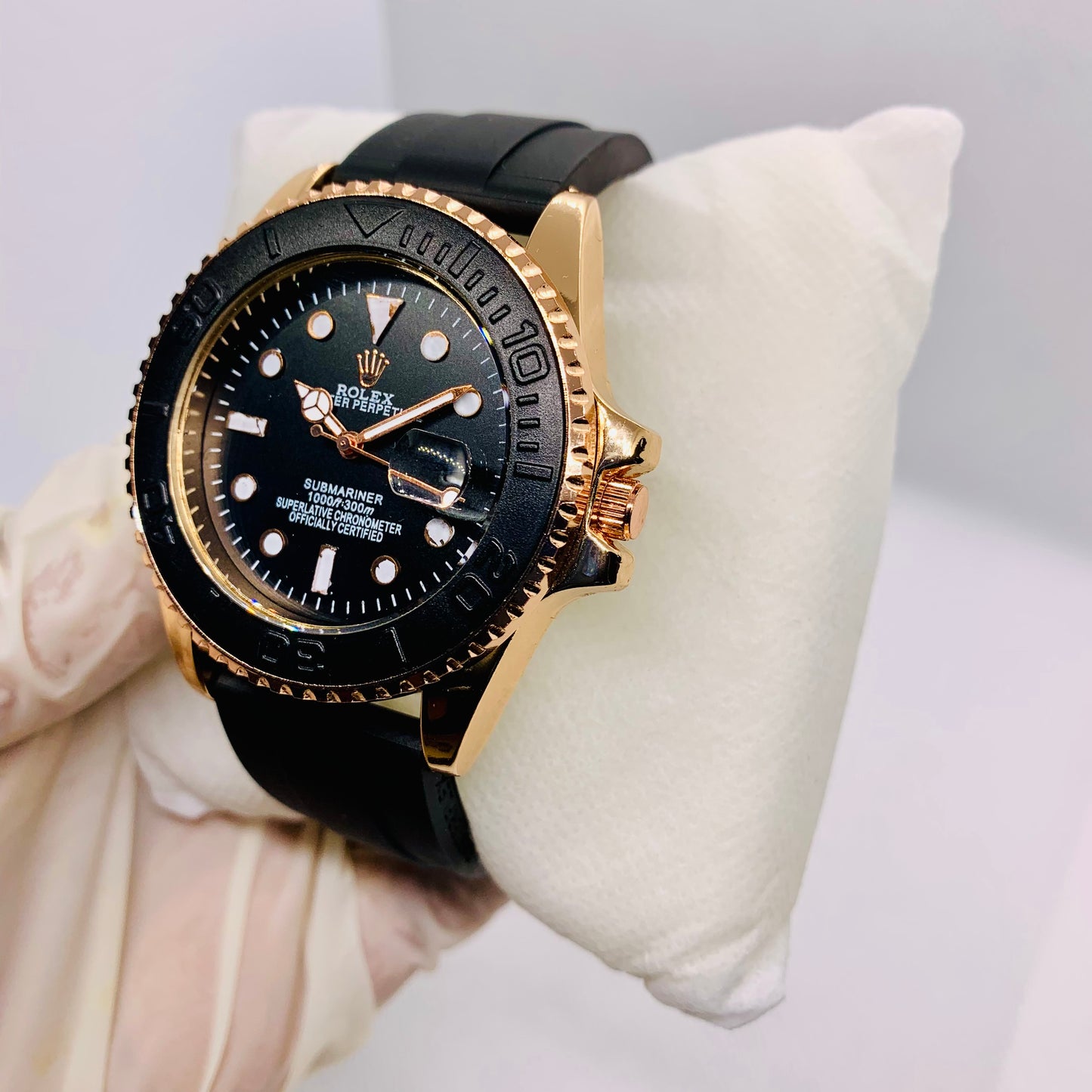 Rolex Luxury Men’s Rubber Strap Watch – Premium Rotating Dial