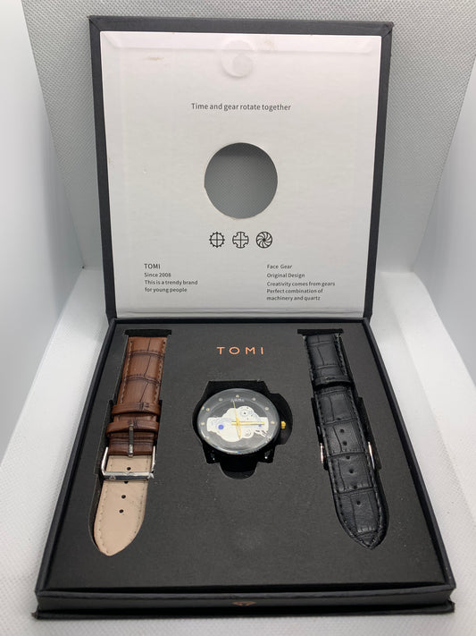 Tomi Luxury Men’s Watch – Premium Dial with Dual Straps & Gift Box
