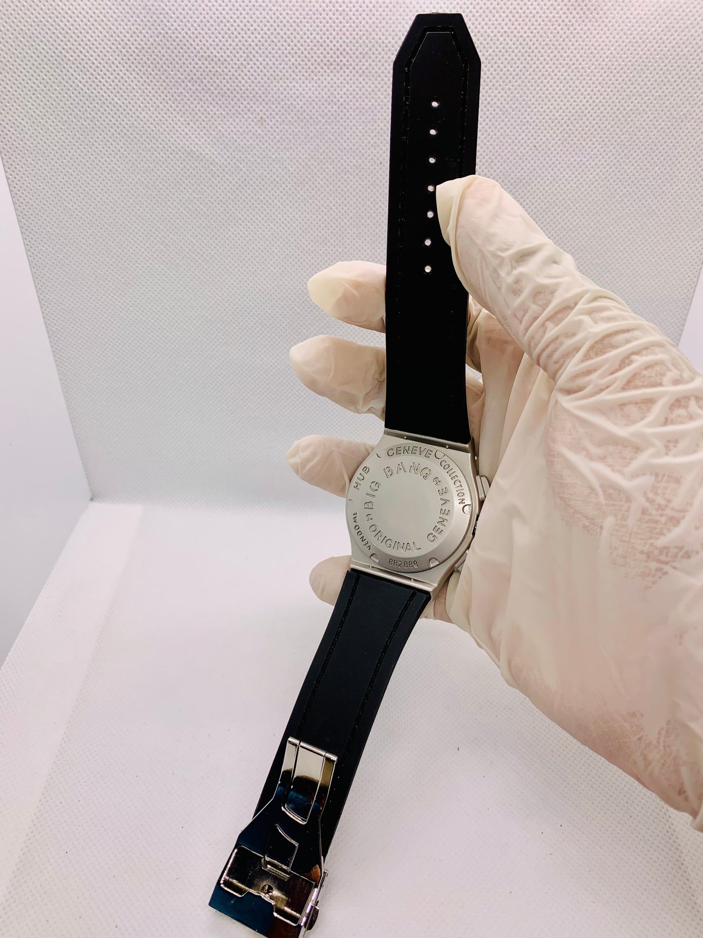 Luxury Hublot Style Men’s Watch with Master Lock, Faux Leather Strap & Aluminum Dial