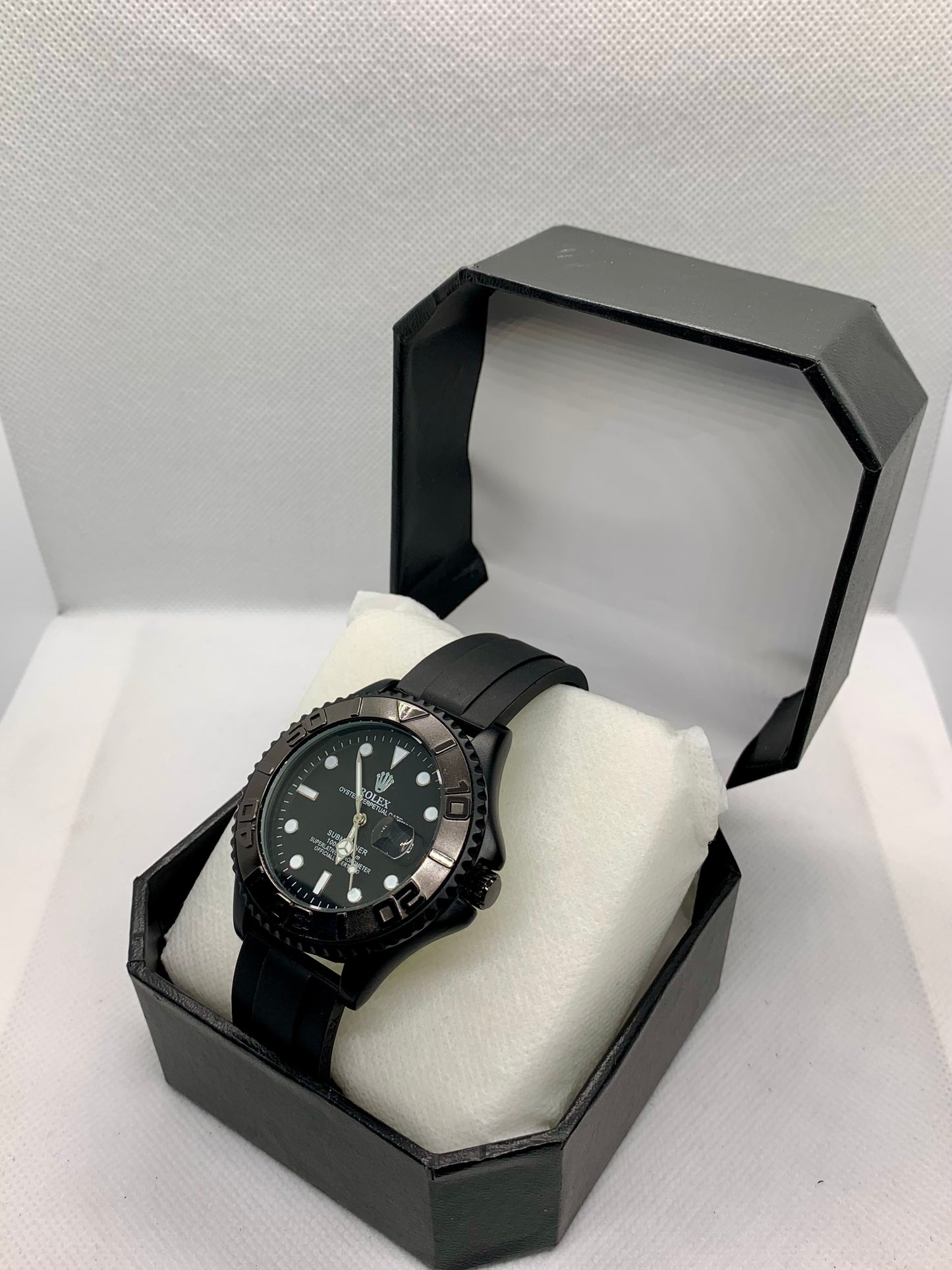 Rolex Luxury Men’s Rubber Strap Watch – Premium Rotating Dial