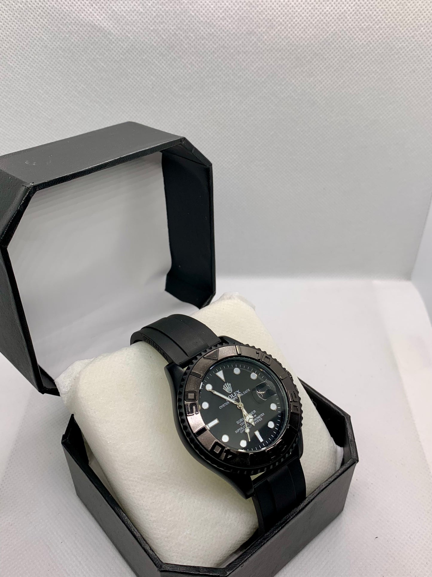 Rolex Luxury Men’s Rubber Strap Watch – Premium Rotating Dial