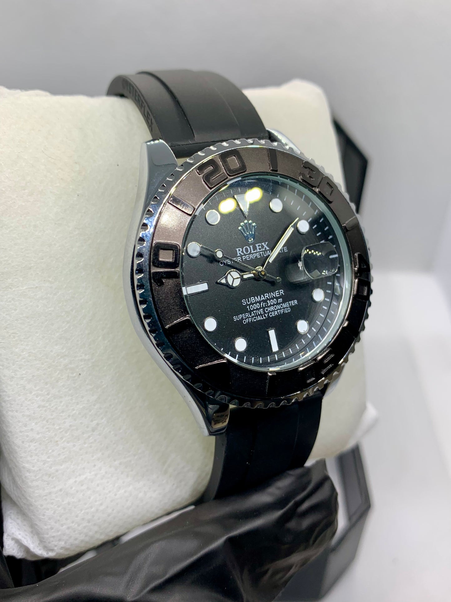 Rolex Luxury Men’s Rubber Strap Watch – Premium Rotating Dial