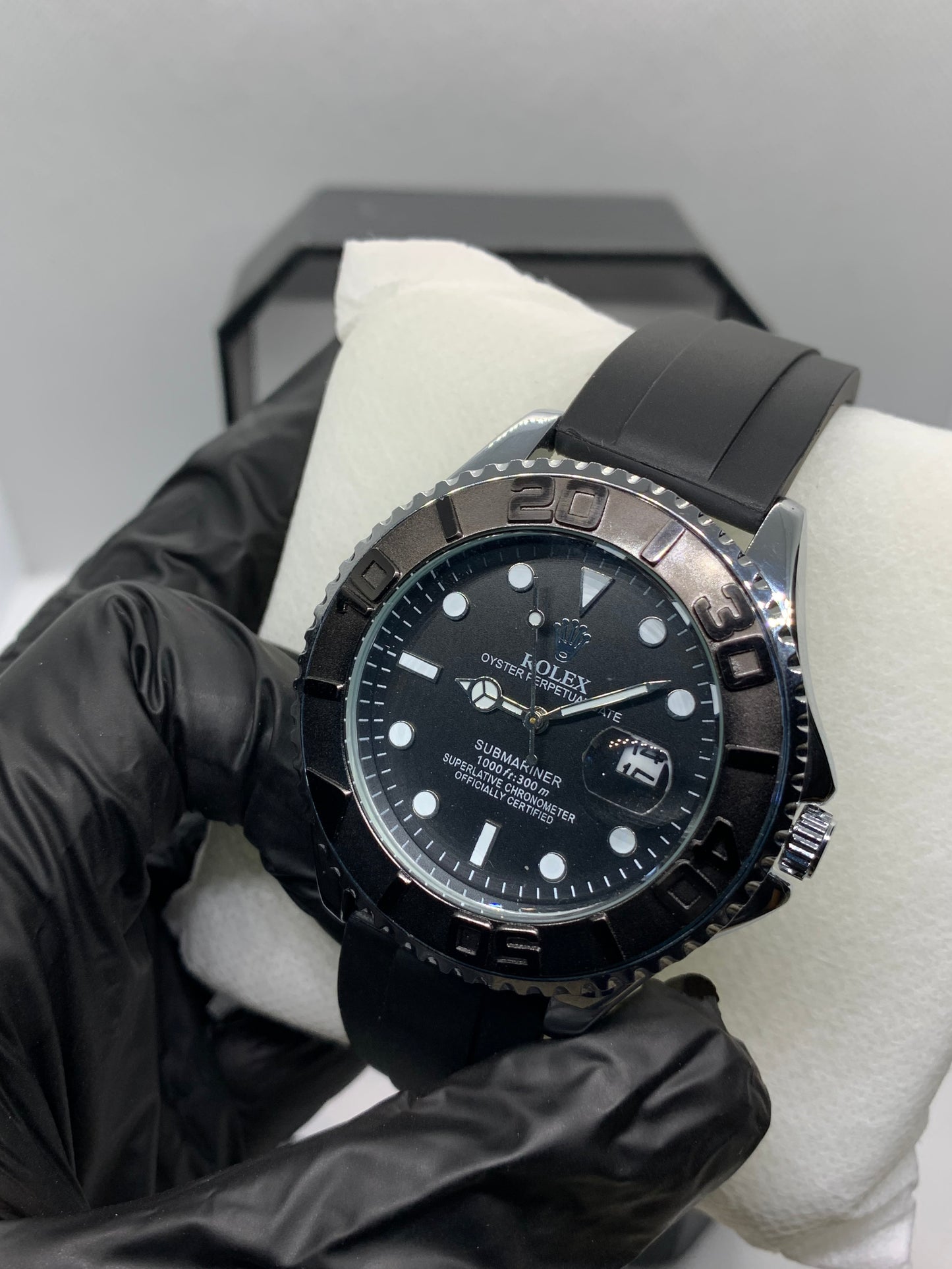 Rolex Luxury Men’s Rubber Strap Watch – Premium Rotating Dial