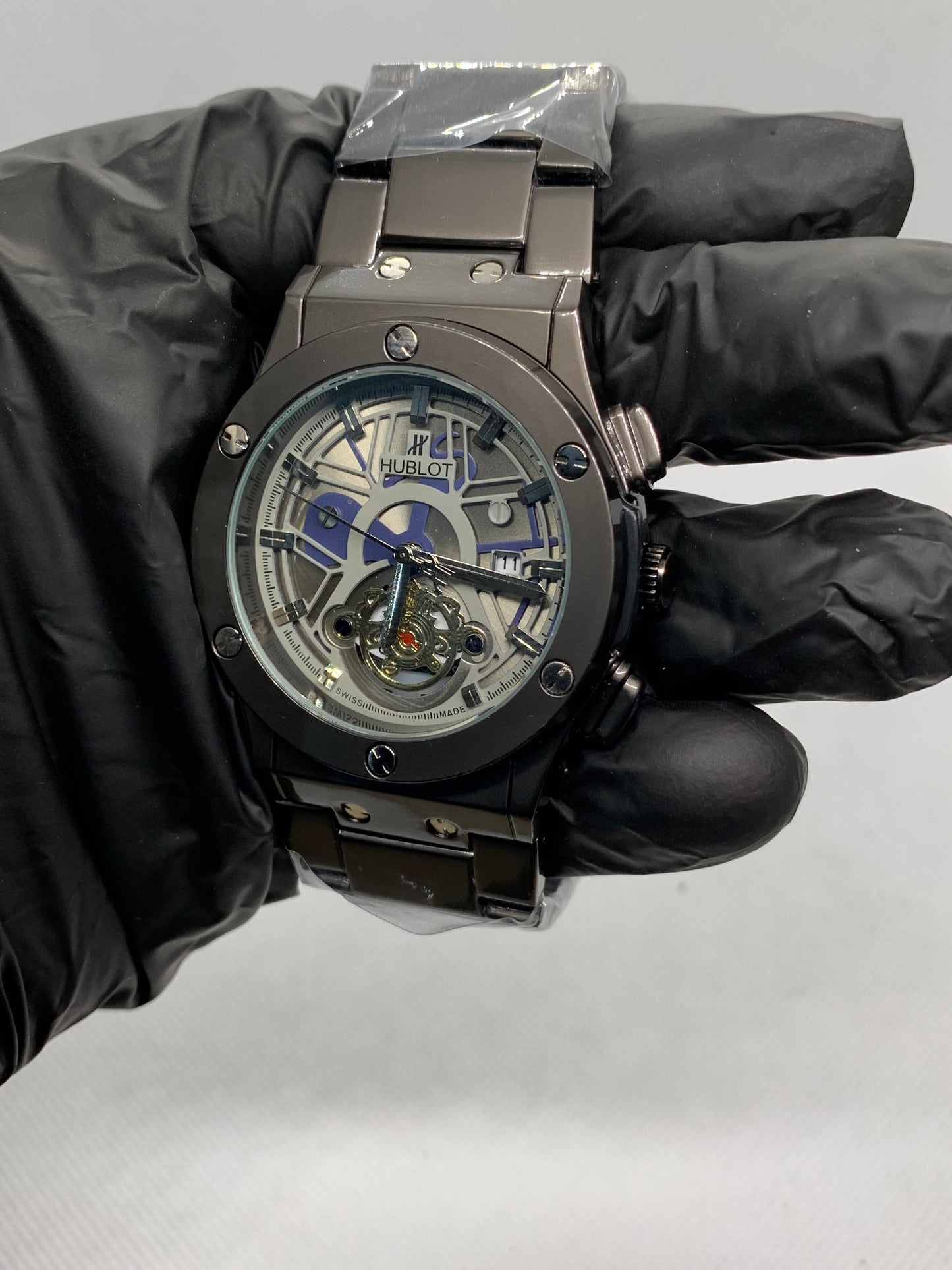 Hublot Grey Chrono — Luxury Men’s Chronograph Watch with Grey Dial & Black Metallic Body