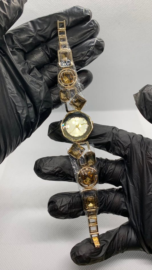 Timas Golden Grace — Luxury Women’s Watch with Crystal Gold Stones