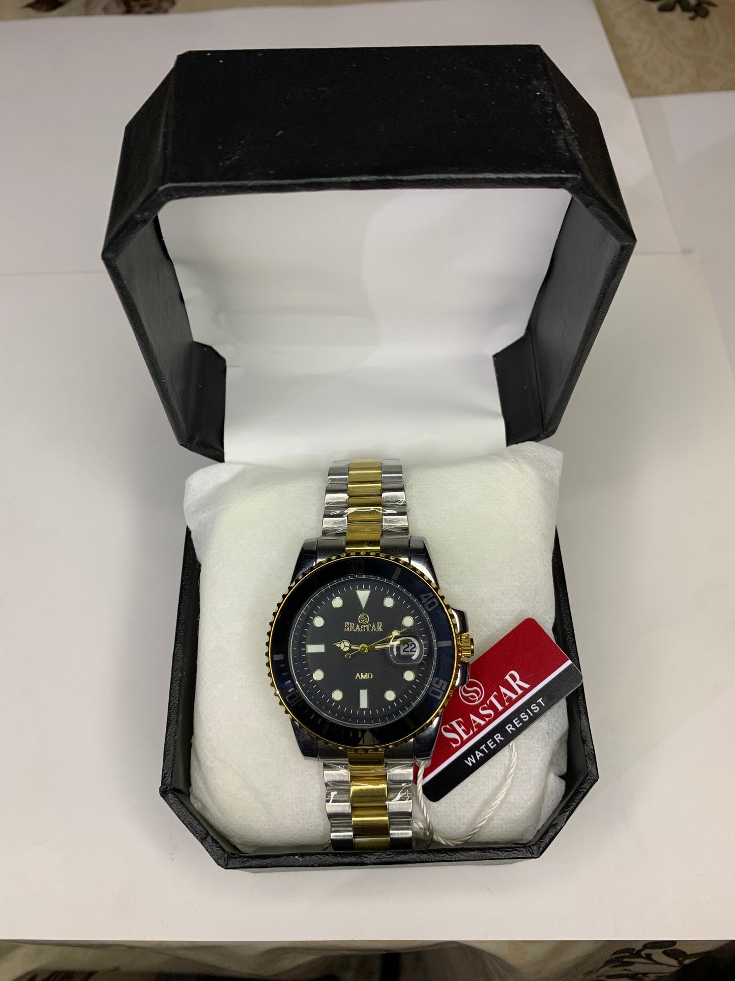 Seastar Two-Tone Rotatable Dial Watch – Golden & Black | Golden & Green