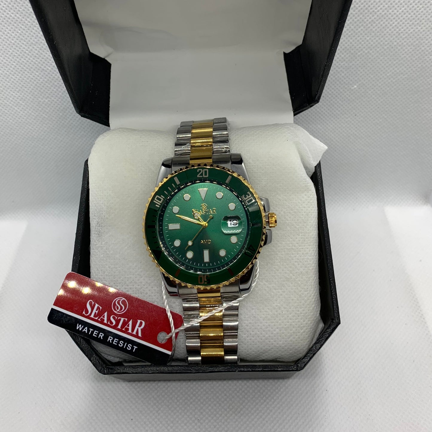 Seastar Two-Tone Rotatable Dial Watch – Golden & Black | Golden & Green