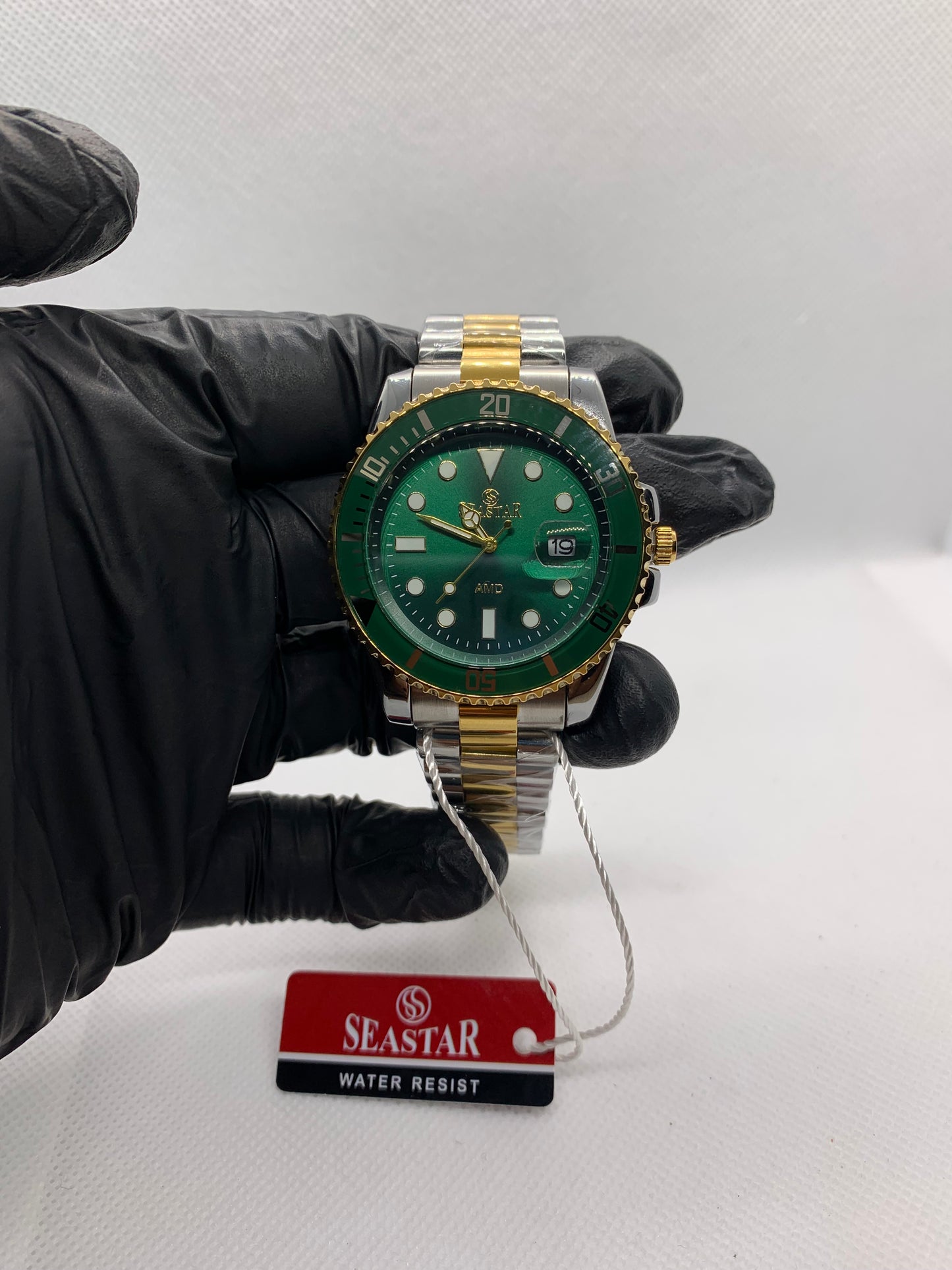 Seastar Two-Tone Rotatable Dial Watch – Golden & Black | Golden & Green