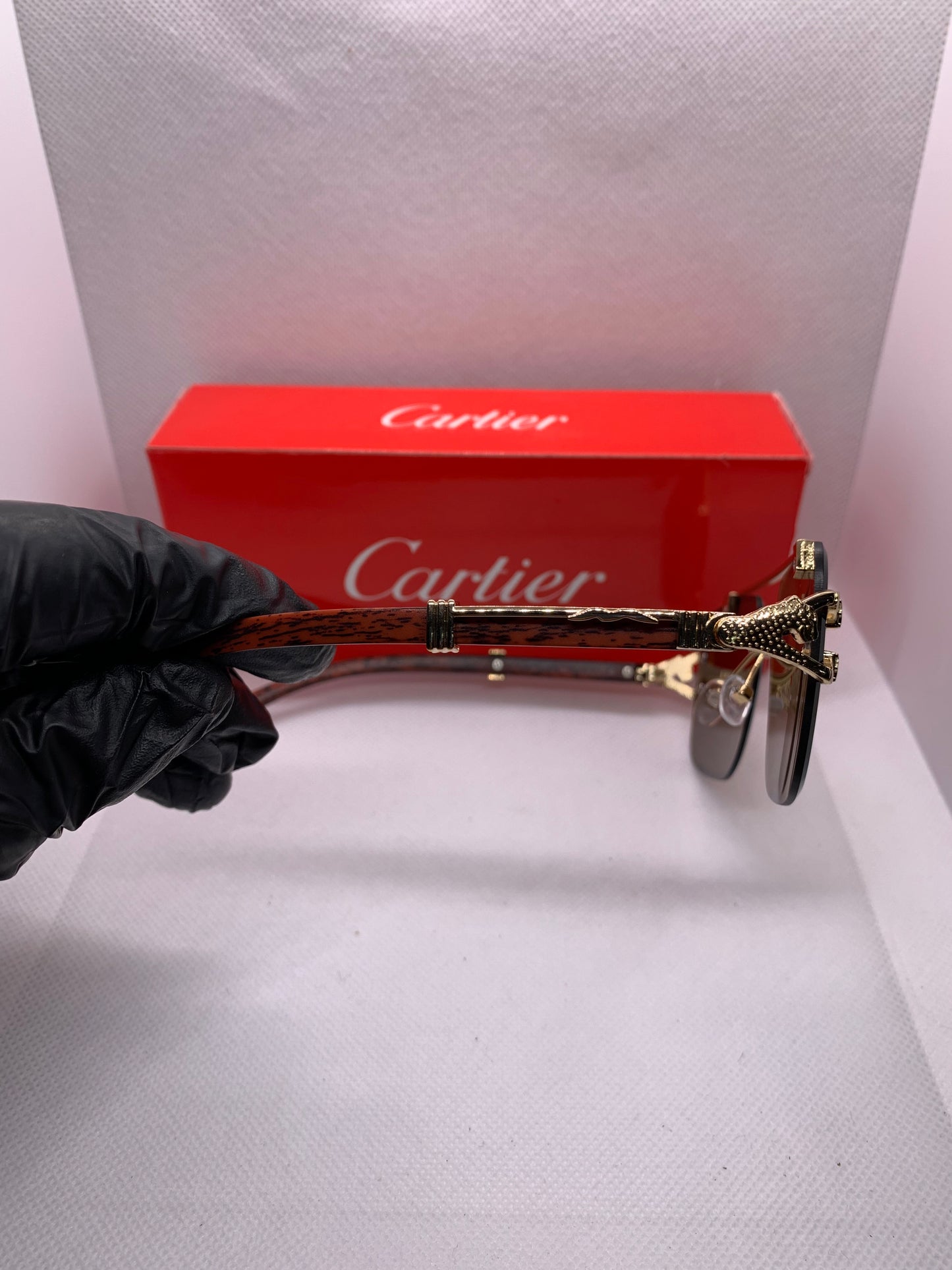 Cartier Modern Luxury Glasses – Alligator Frame with Brown Lense