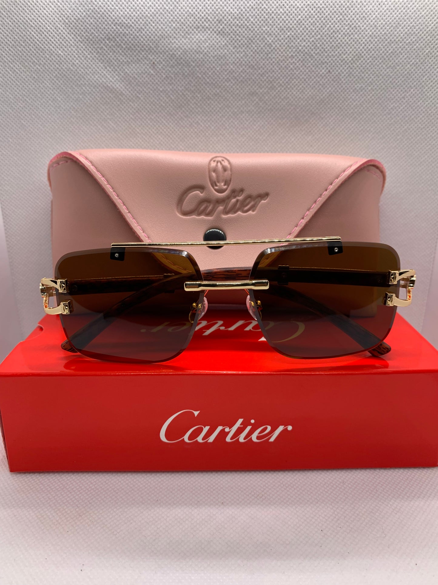 Cartier Modern Luxury Glasses – Alligator Frame with Brown Lense