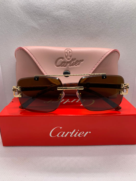 Cartier Modern Luxury Glasses – Alligator Frame with Brown Lense