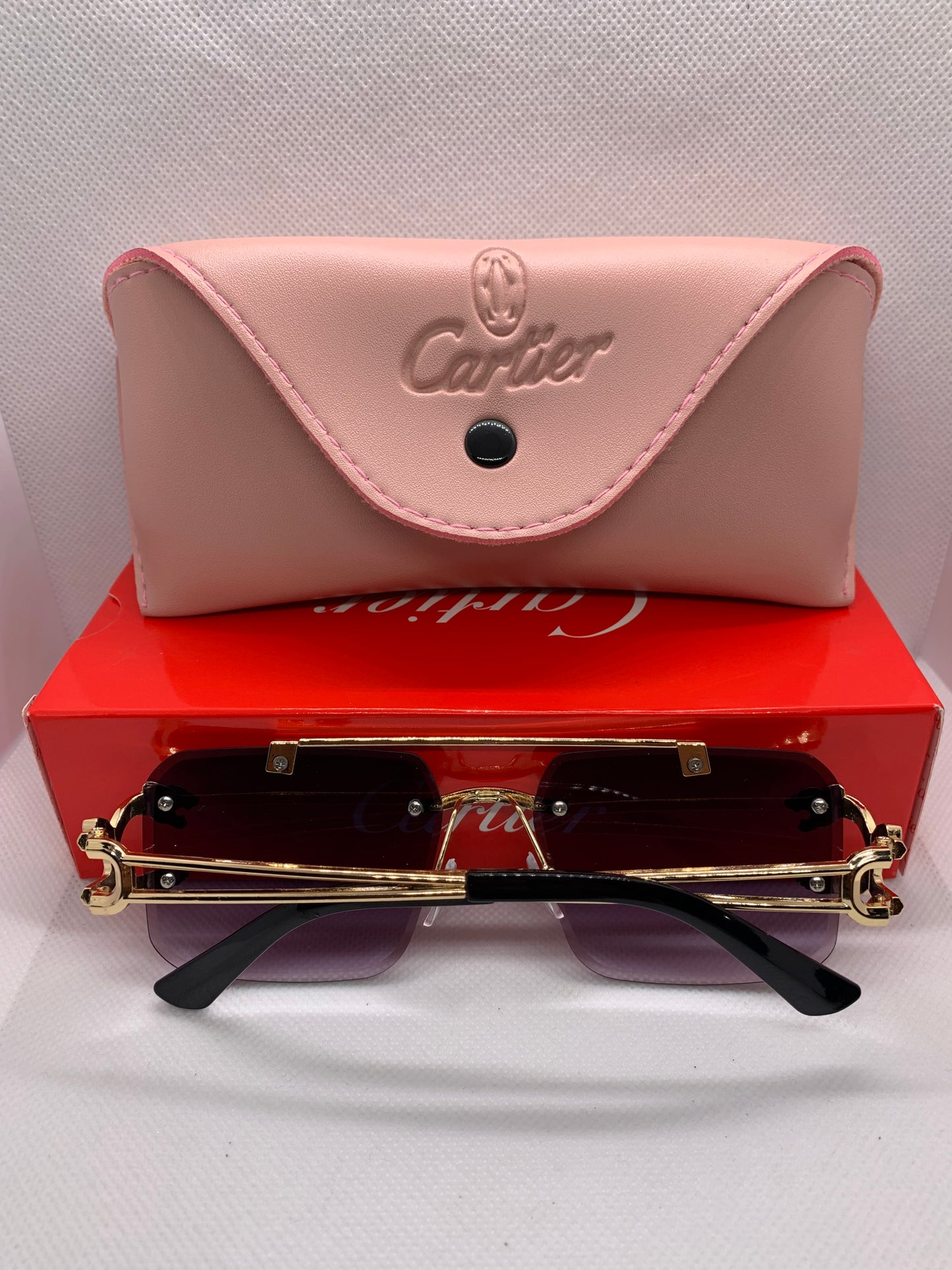 Cartier Modern Luxury Glasses – Golden Alligator Frame with Blue Lenses