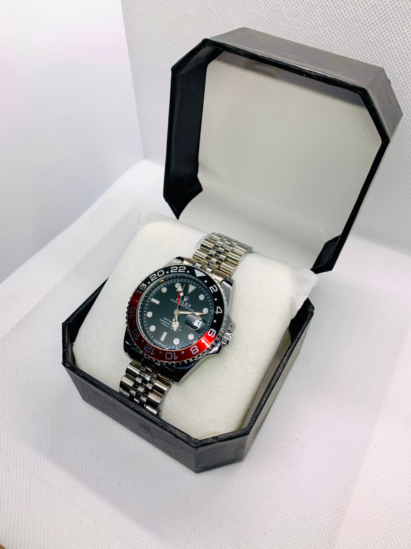 Rolex Luxury Men’s Red & Black Rotating Dial Watch – Premium Quality