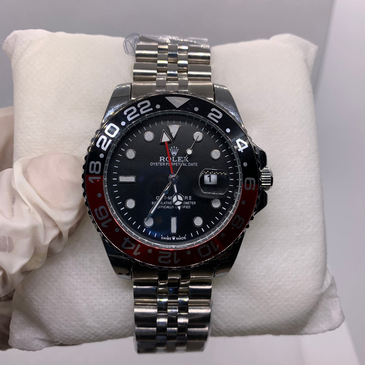 Rolex Luxury Men’s Red & Black Rotating Dial Watch – Premium Quality