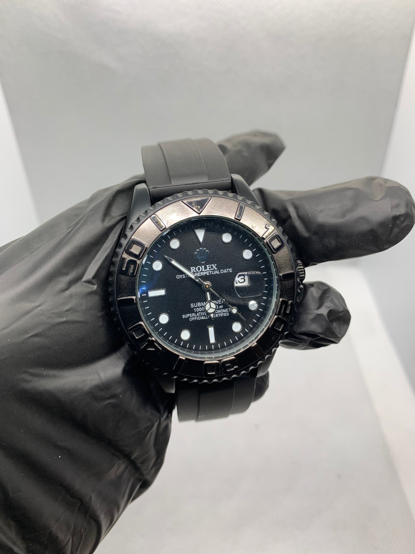 Rolex Luxury Men’s Rubber Strap Watch – Premium Rotating Dial