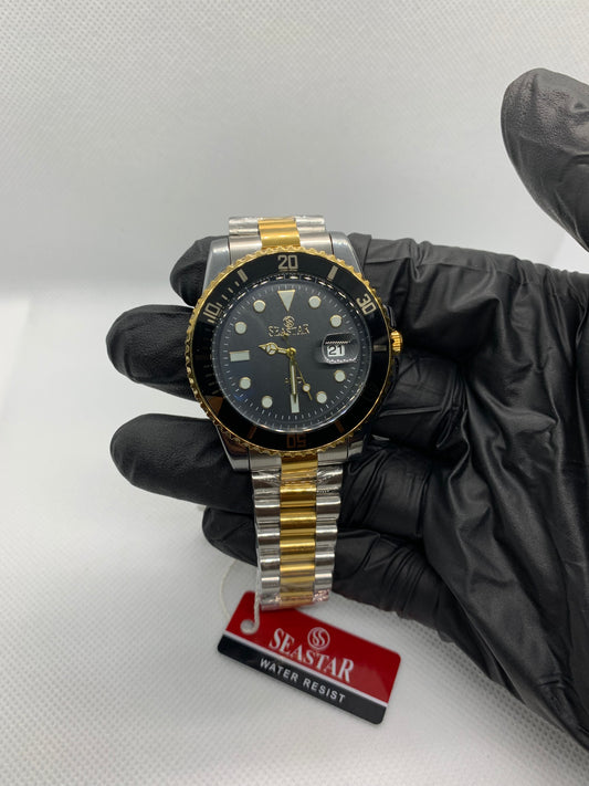 Seastar Two-Tone Luxury  Watch – Rotatable Dial, Water Resistant