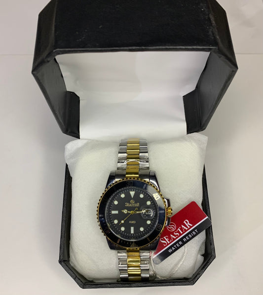 Seastar Two-Tone Luxury  Watch – Rotatable Dial, Water Resistant