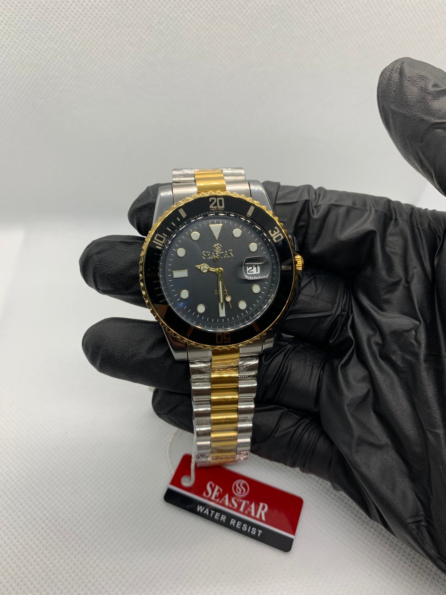 Seastar Two-Tone Rotatable Dial Watch – Golden & Black | Golden & Green