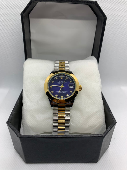 Rolex Oyster Perpetual Datejust Women’s Watch – Silver, Blue & Green Dial