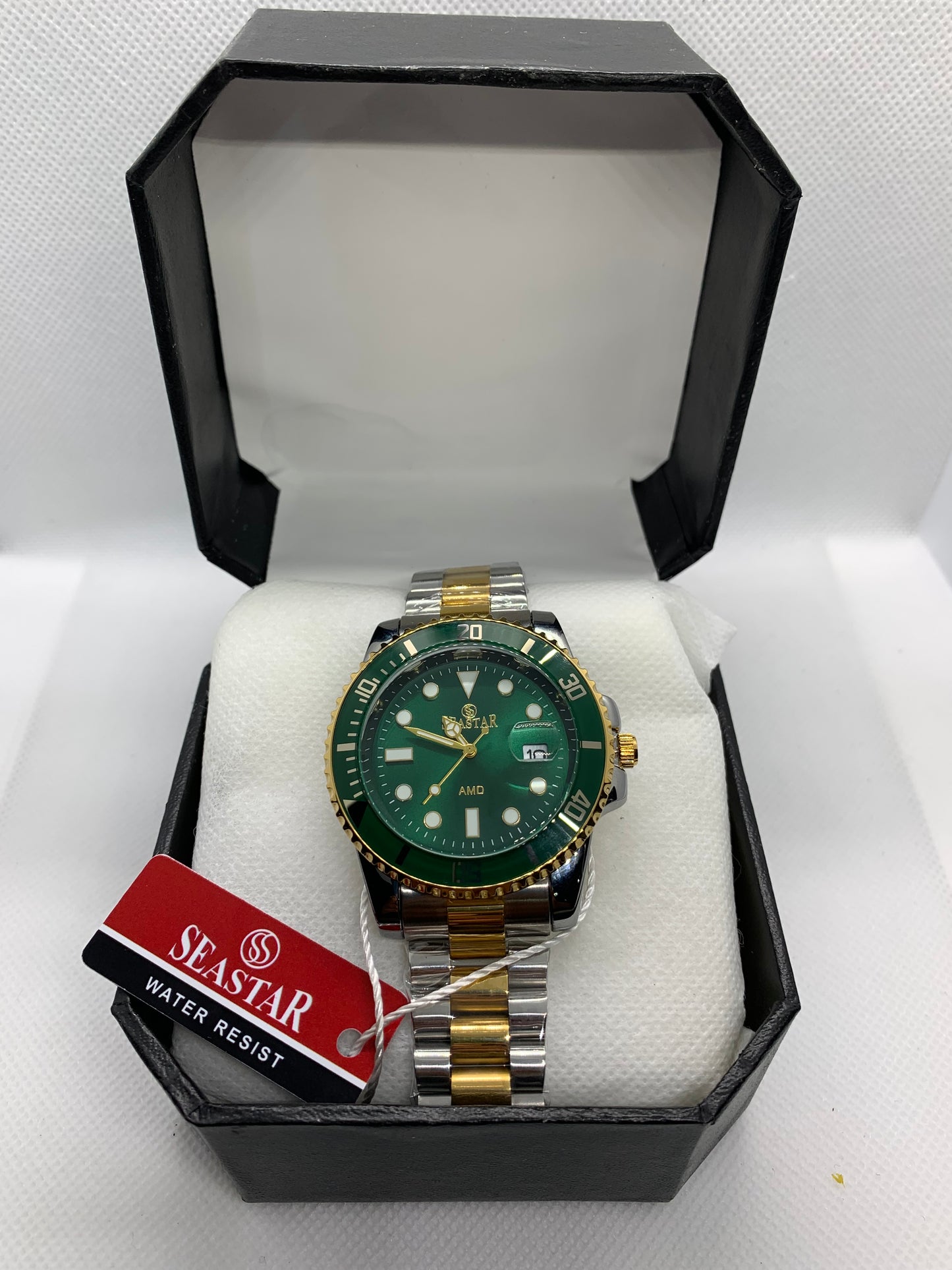 Seastar Two-Tone Rotatable Dial Watch – Golden & Black | Golden & Green