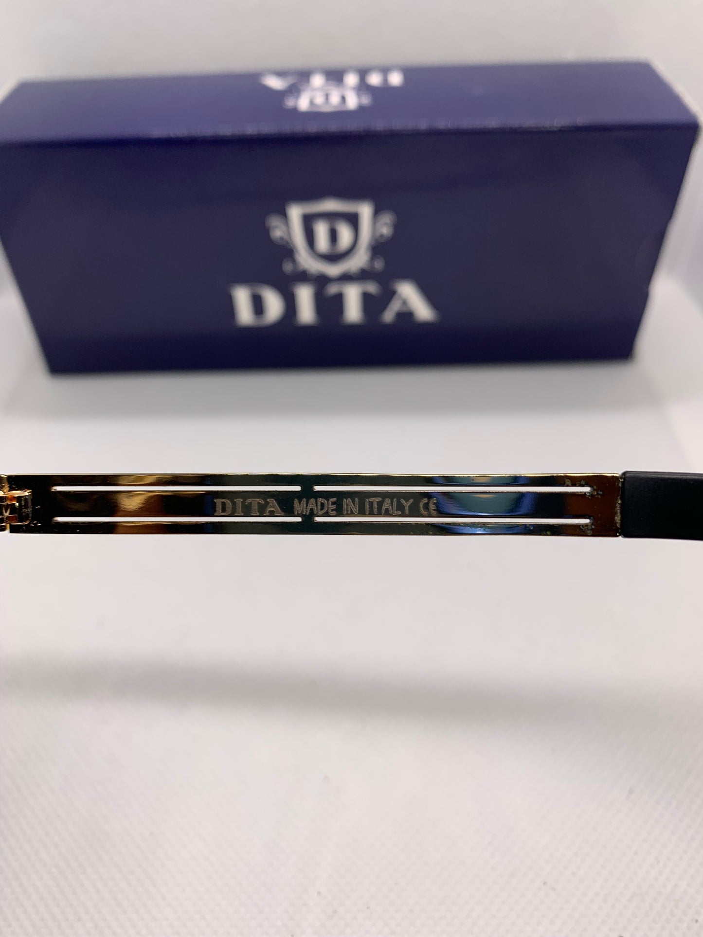 Dita Men’s Blue Rectangle Luxury Glasses – Golden Frame