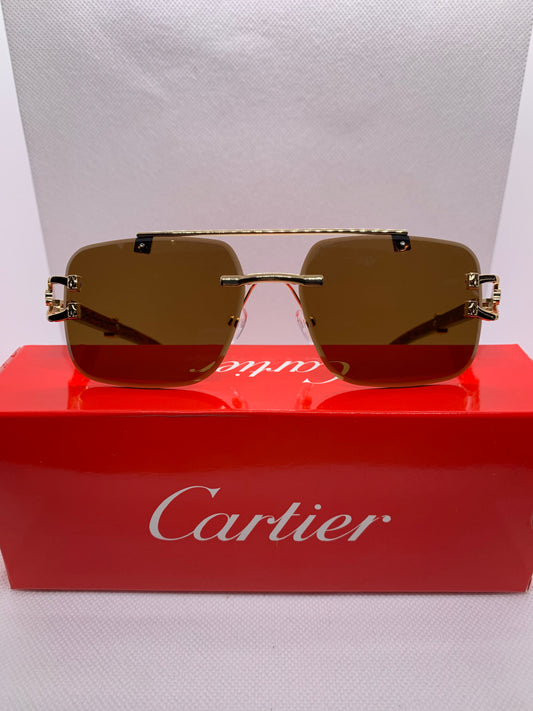 Cartier Modern Luxury Glasses – Alligator Frame with Brown Lense