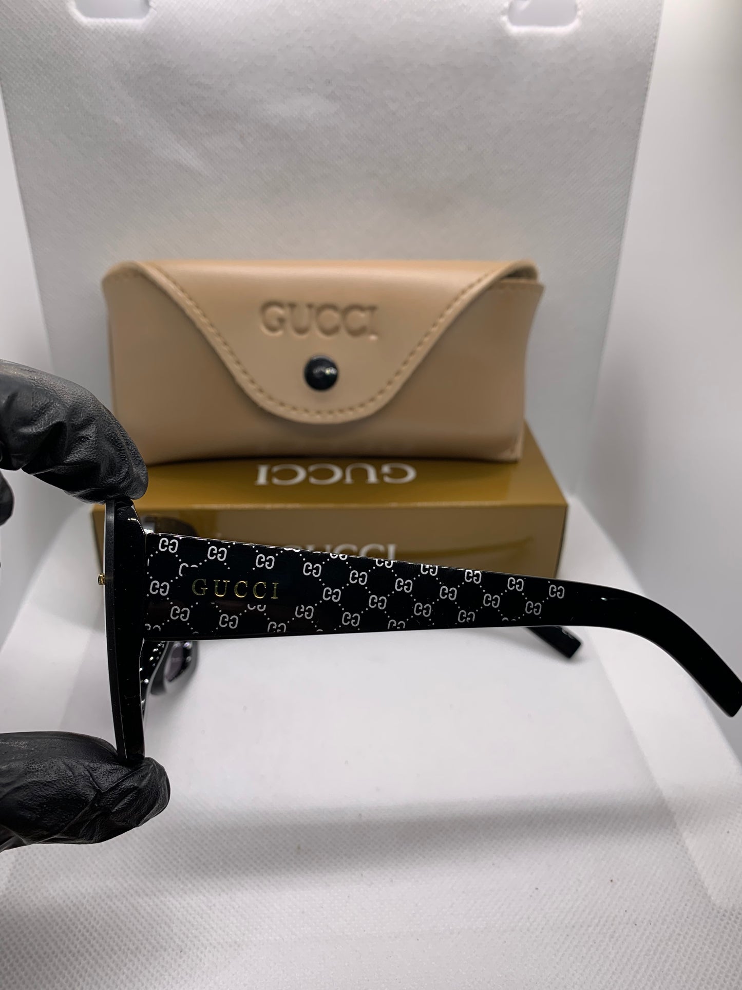 Gucci Women’s Black Rectangle Luxury Glasses – Designer Eyewear