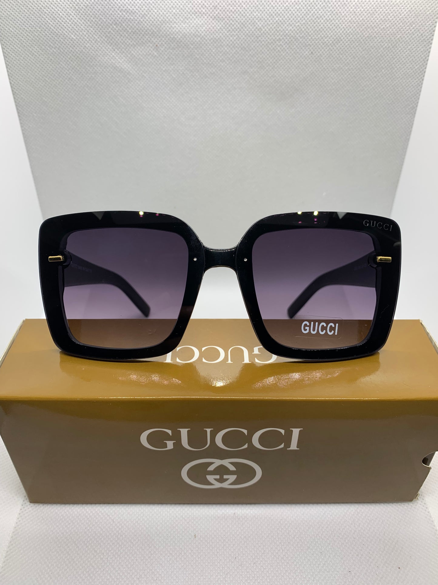 Gucci Women’s Black Rectangle Luxury Glasses – Designer Eyewear
